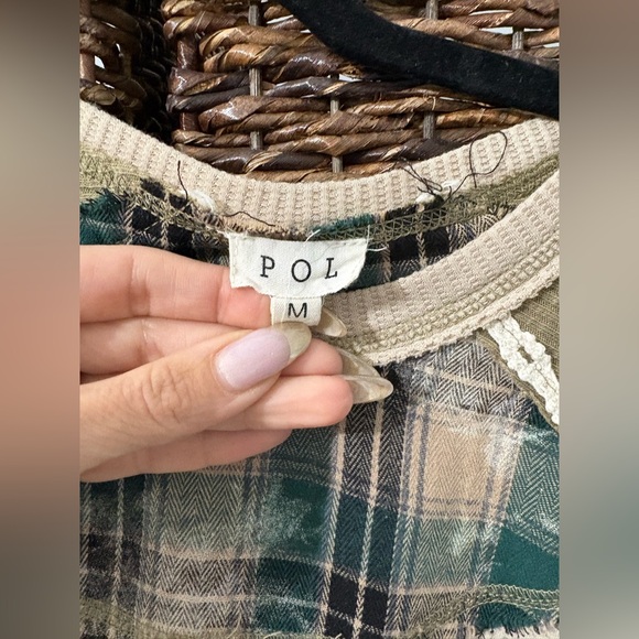 POL 06 Plaid Graphic Long Sleeve Shirt - Picture 2 of 4